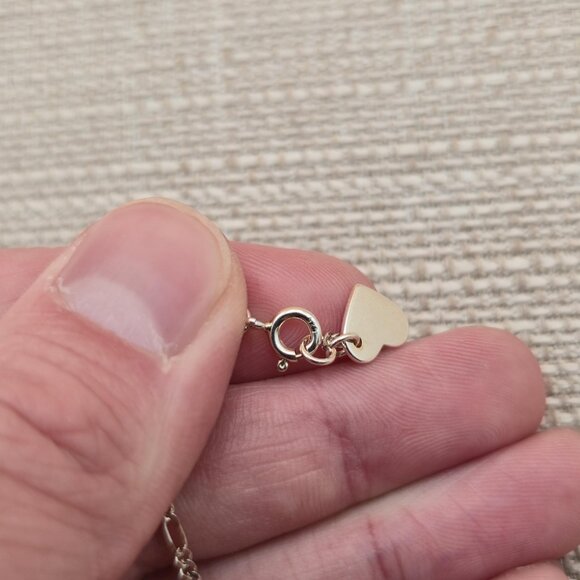 10 Inch Sterling Silver Crystal Letter C Figaro Ankle Bracelet A5212 - Picture 3 of 5